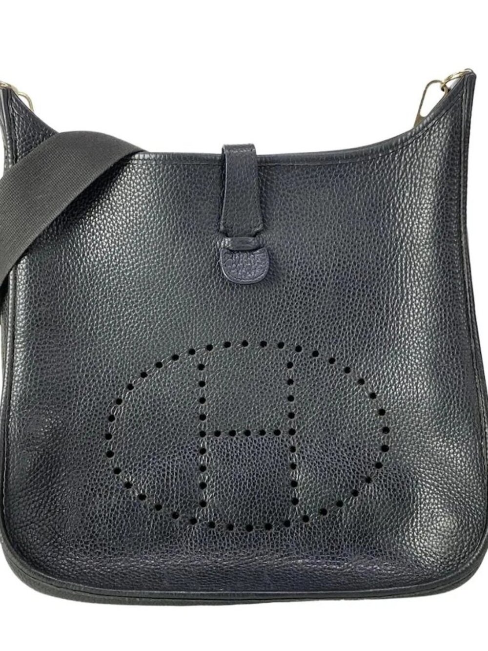 HERMES Evelyne II GM Black Taurillon Clemence Square H Shoulder Bag